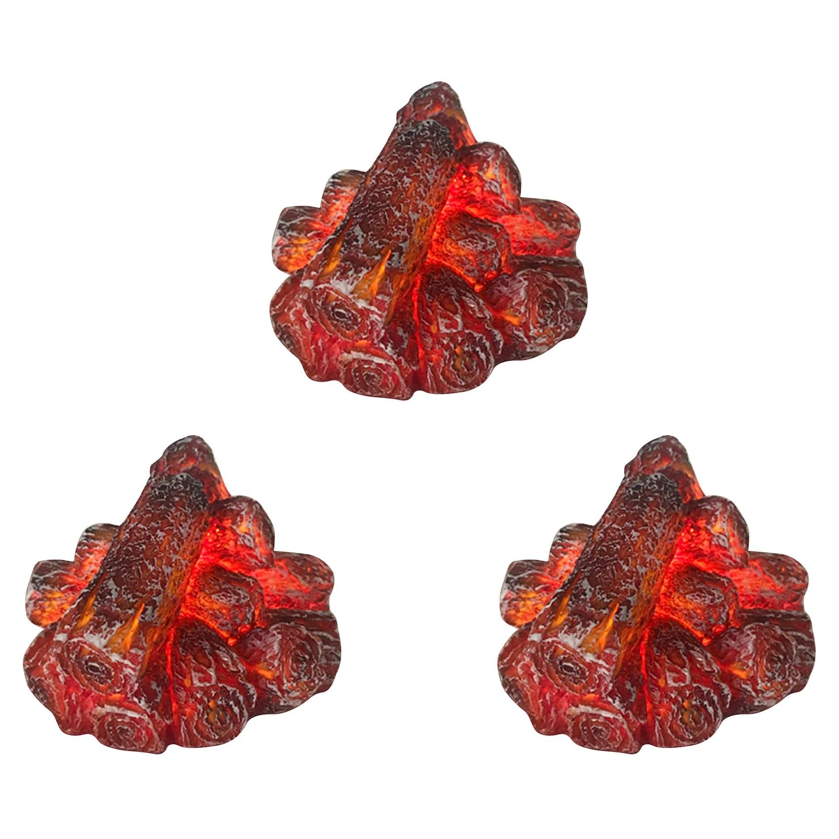 Vjsujehgy 3X LED Artificial Fire Flame Light, Flameless Fireplace Light LED Fireplace with Realistic Log Wood Burning Flame