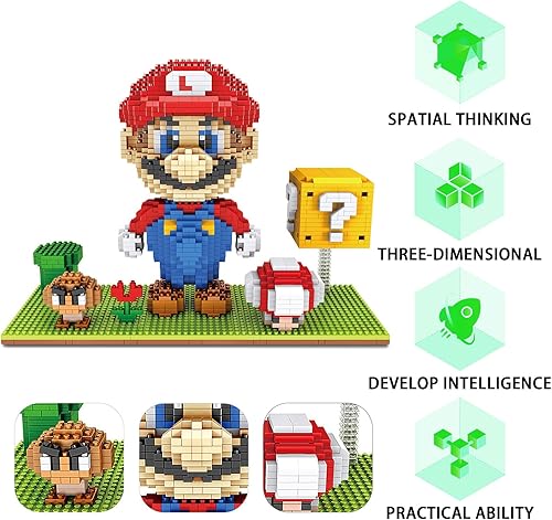 Miniatura 4 de Bloques de construcción de figuras de anime para niños, 2000 piezas, rompecabezas clásicos 3D, juego de bloques de construcción para bricolaje, mini