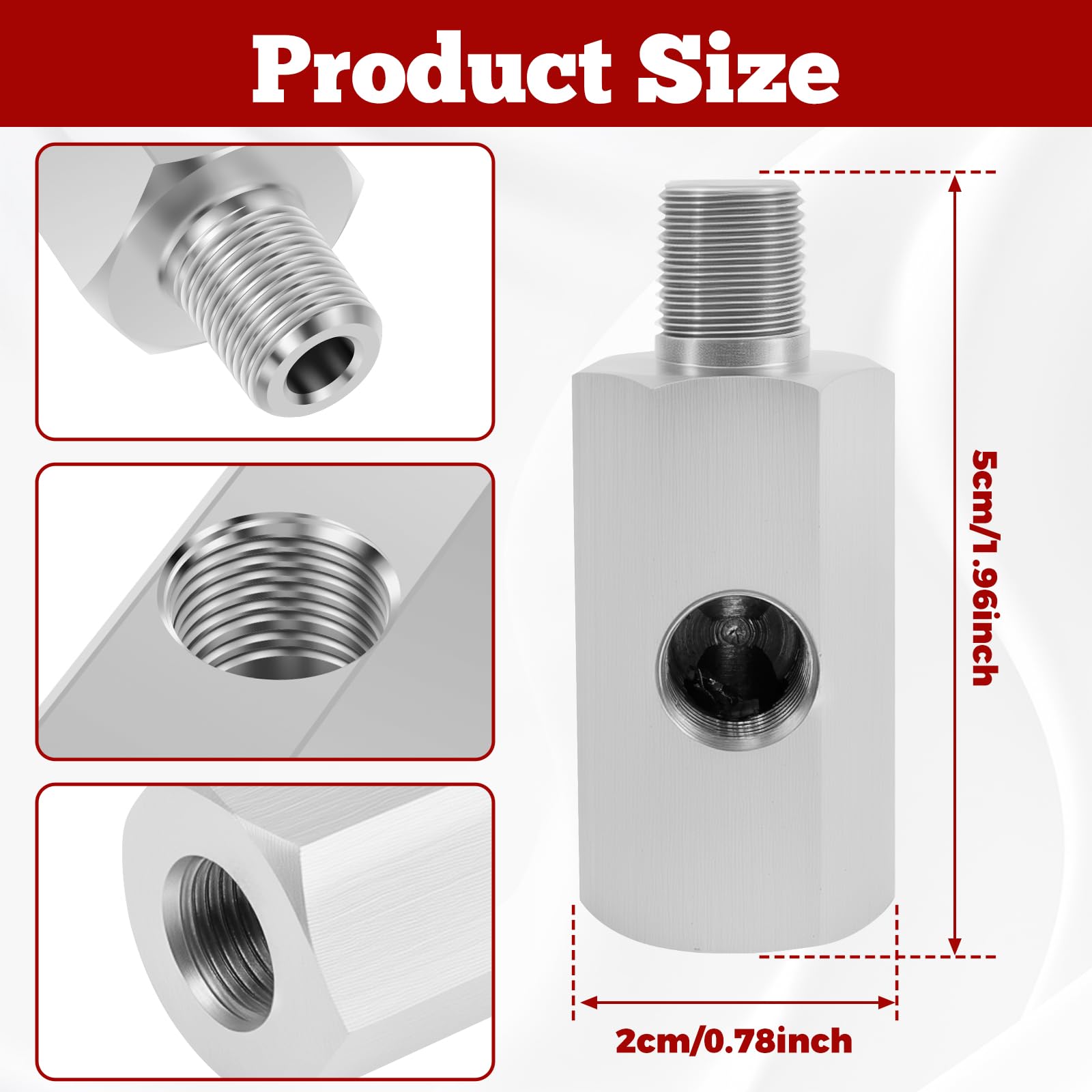 Oil Pressure Sensor Adapter Stainless Steel Good Sealing Threaded Adapter Easy to Install Oil Pressure Connector for Car