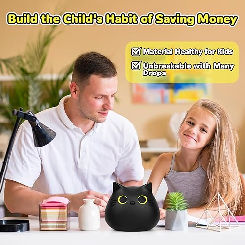 Miniatura 4 de Alcancía de gato, alcancía para niños, alcancía para adultos, caja de dinero, irrompible, alcancía para niñas, banco de dinero de gato negro, para