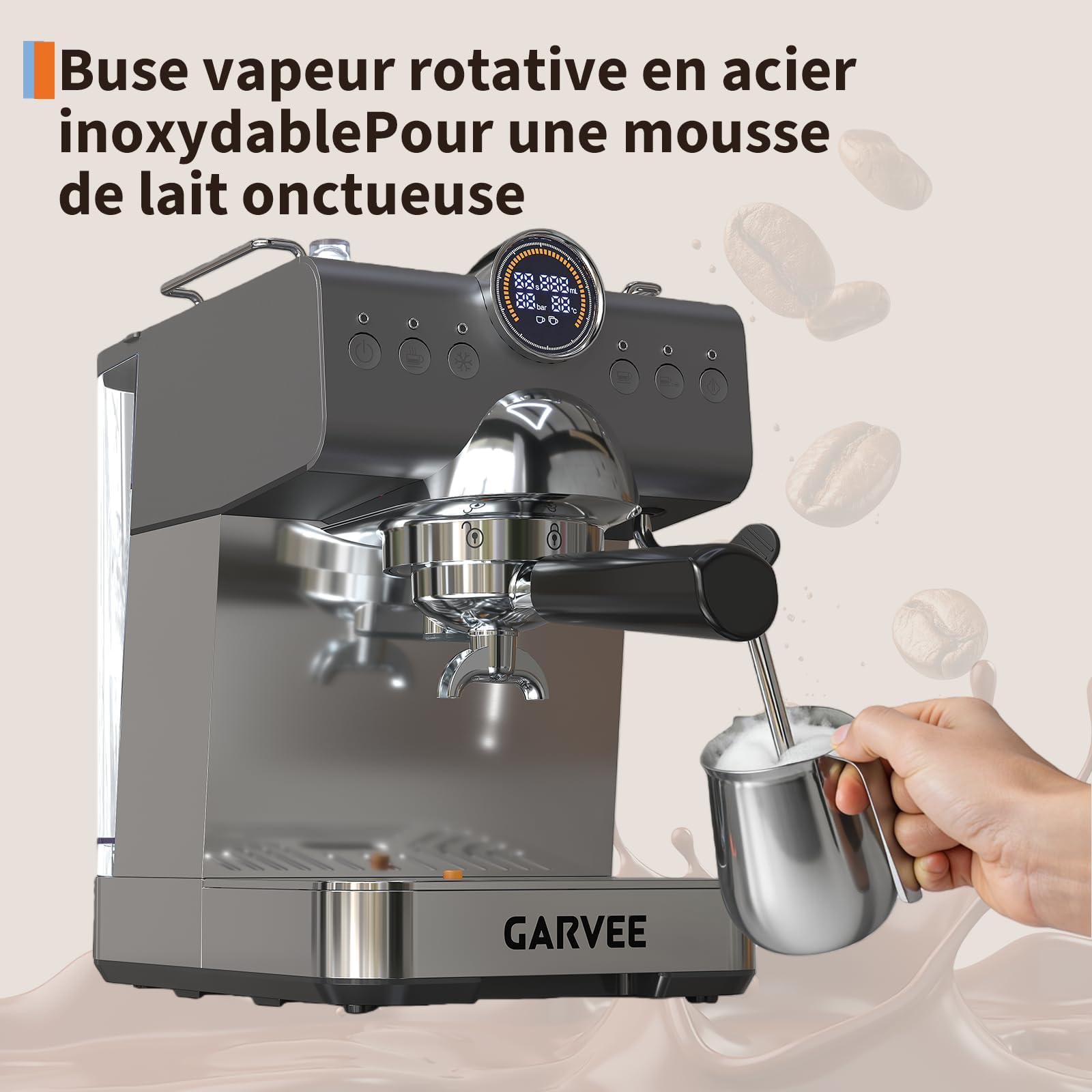 Machine à Café Expresso 20 Bars Semi-Auto Mousseur Lait Cuisine