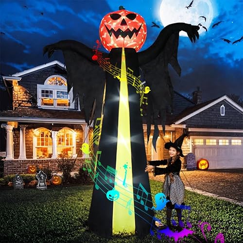 Miniatura 1 de Fantasma inflable de calabaza de Halloween de 10.3 pies, fantasma gigante de Halloween, decoración de patio con luces LED y sonido aterrador para