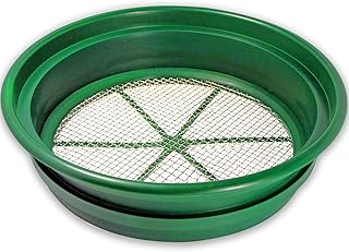 SE 13.25 Inch Wide Stackable Classifier Gold Prospecting Pan - 1/8 Inch Stainless Steel Mesh Sifting Pan, Green