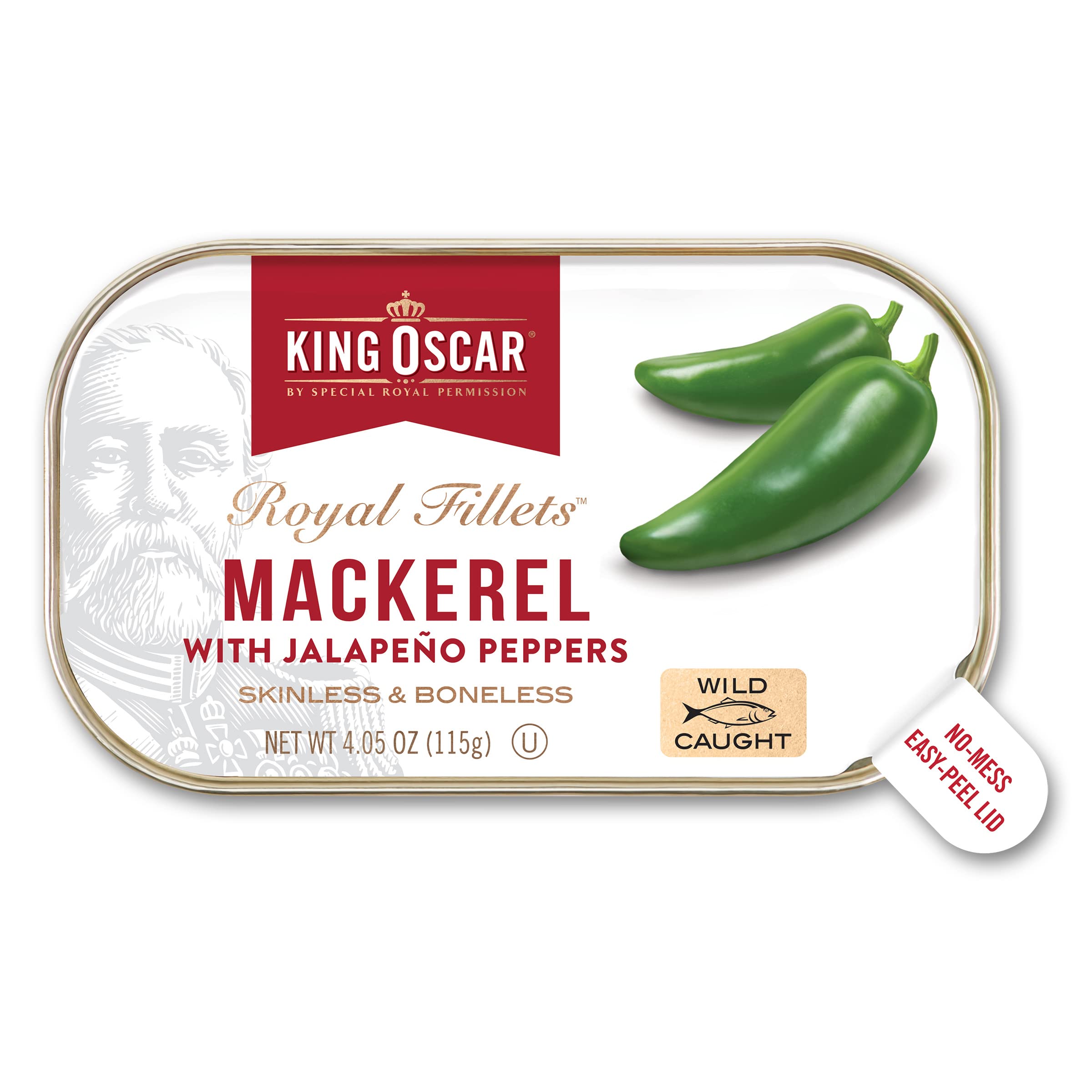 King Oscar Skinless & Boneless Mackerel, Jalapeno, 4.05-Ounce Can (Pack of 1)