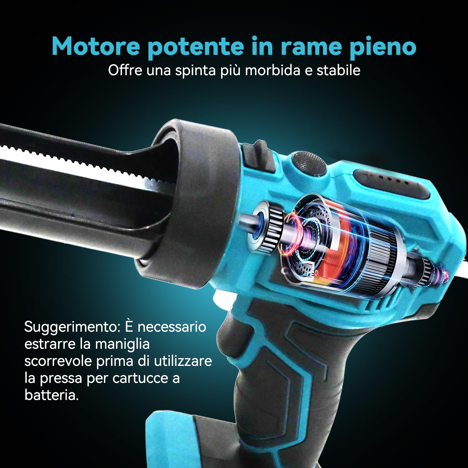 Pistola a cartuccia a batteria, 300 ml, compatibile con Makita 18 V, siringa elettrica in silicone a 4 velocità e luce LED, pressa per cartuccia per sigillare e stuccare (senza batteria)