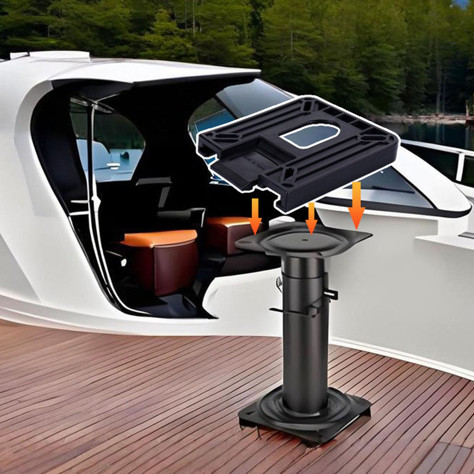 Garsent Bootssitz-Schnellspanner-Halterung, 17,8 X 17,8 cm, Abnehmbare Sitzbasis für Schnellboote, Yachten, Pontonboote, Robuste Marine-Sitzhalterung aus ABS-Kunststoff mit Einfacher Installation