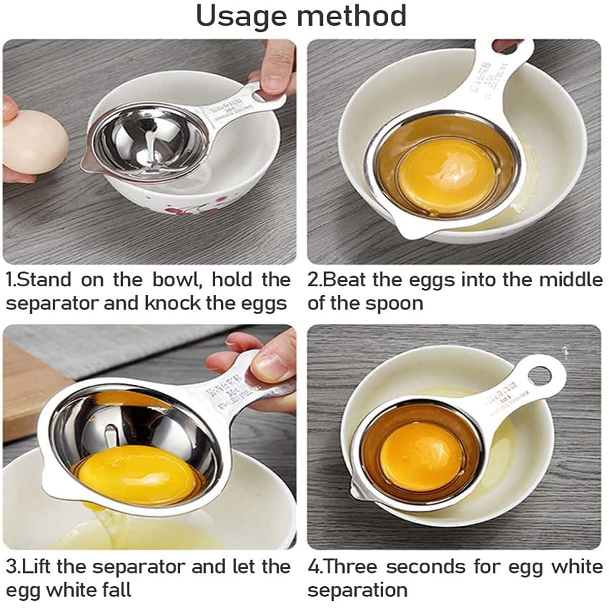 Netram Store 304 Stainless Steel Egg Yolk Separator Divider Spoon Professional Tool for Baking Cake Custards Mayonnaise and More (1 Pcs, Silver) 3