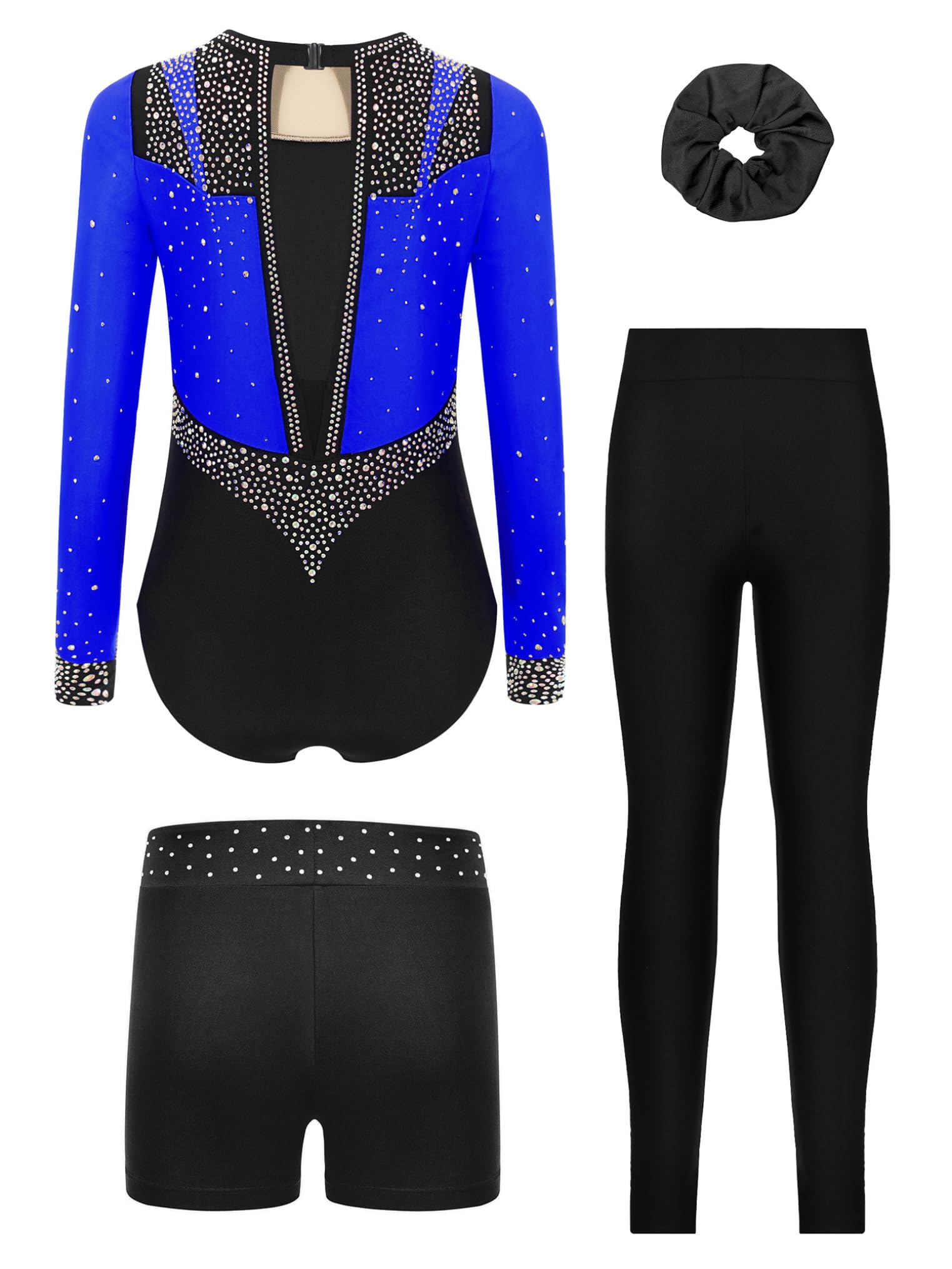 Freebily Conjunto De Baile para Niñas Leotardo Gimnasia Rítmica Mangas Largas con Pantalones Cortos Maillot De Gimnasia Deportiva