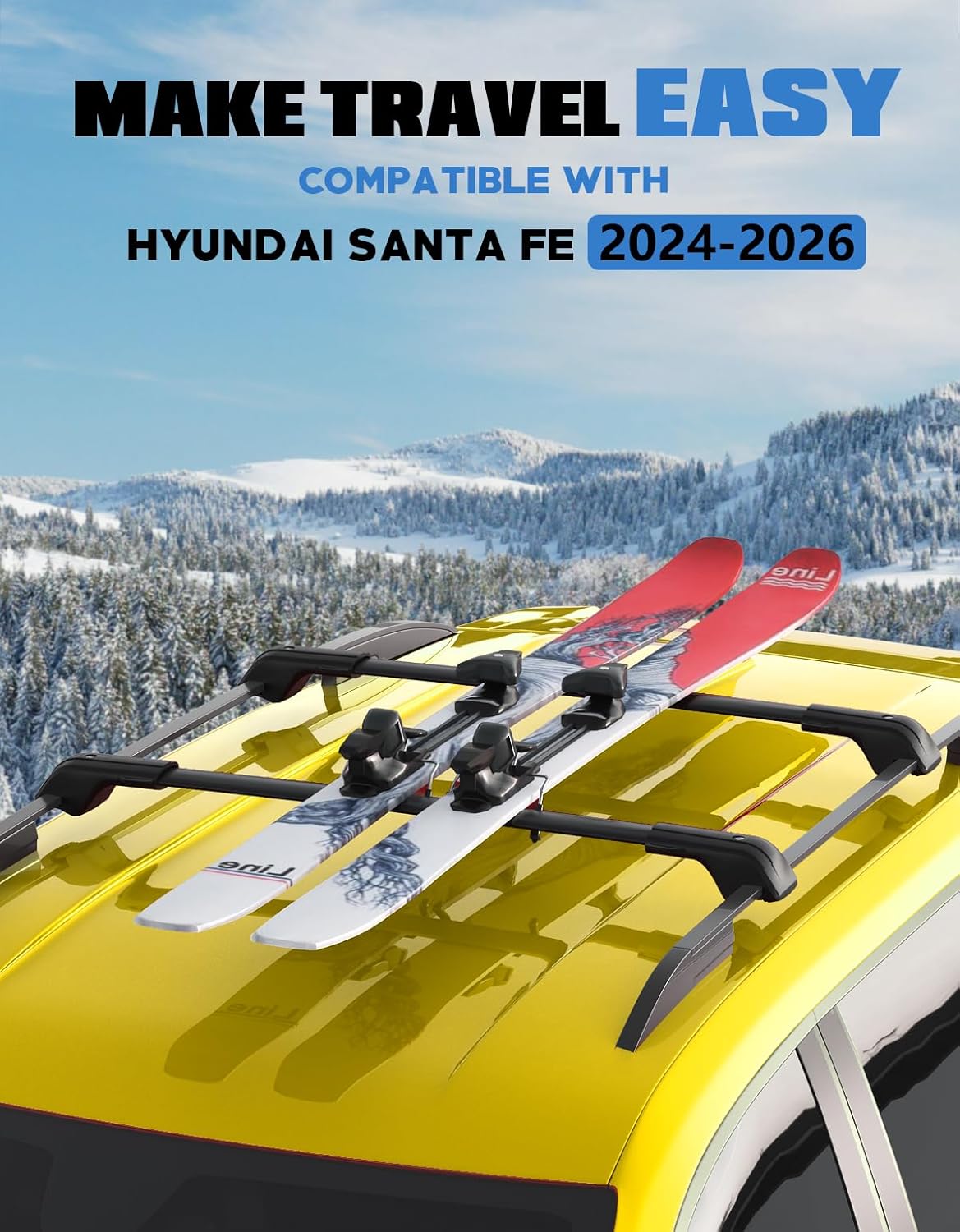 FengYu 330lb Lockable Roof Rack Cross Bars Compatible with 2024 2025 2026 Hyundai Santa Fe & Santa Fe Hybrid (Not for SE), Heavy Duty Aluminum Roof Rails Crossbars Cargo Bars Rooftop Black Luggage.