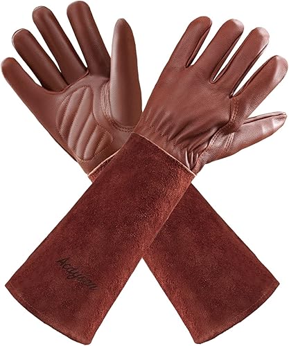 Miniatura 7 de Acdyion Guantes de jardinería para mujereshombres, para poda de rosas, espinas y cortes, guantes de protección de antebrazo largos, resistentes y