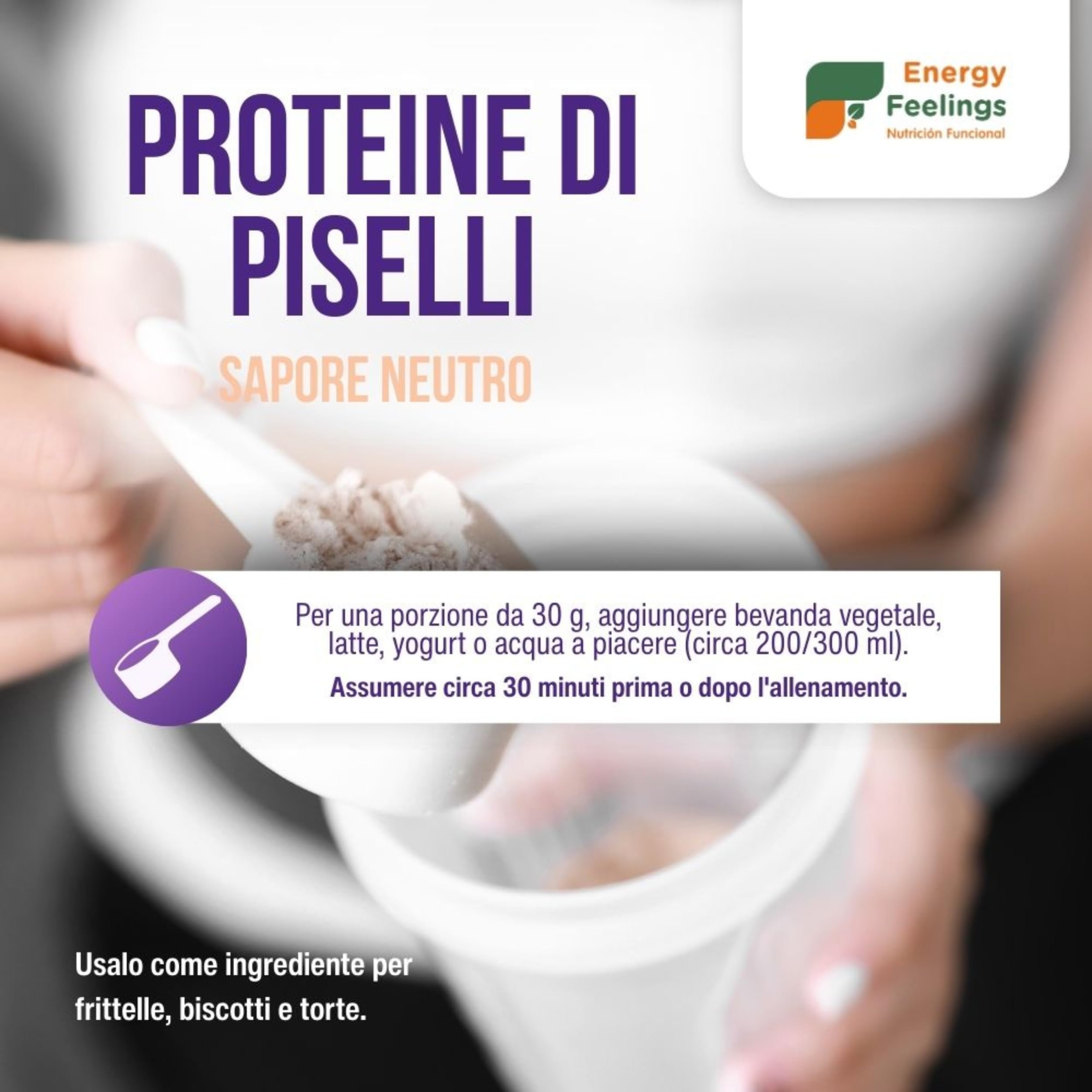 F Energy Feelings Proteine di Piselli in Polvere BIO 1 Kg / 82% Proteine Vegetali/Proteine Vegane Massa Muscolare e Dimagrire/Senza Zuccheri Aggiunti, Lattosio né Glutine