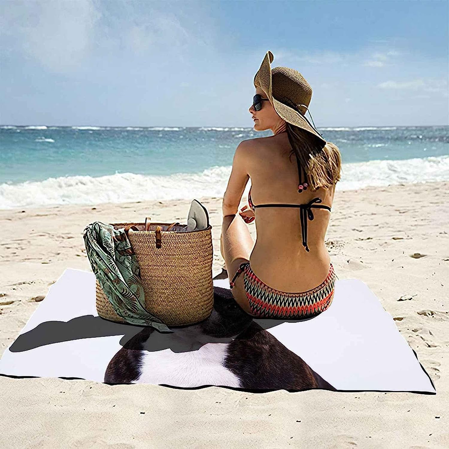 Grande Serviette De Plage, XXL 150 X 200 Cm Serviette De Plage Microfibre, Serviette De Bain Chien Animal Noir, Serviette De Plage Enfant, Tapis De Plage Anti Sable, pour Salle De Bains -7B7M