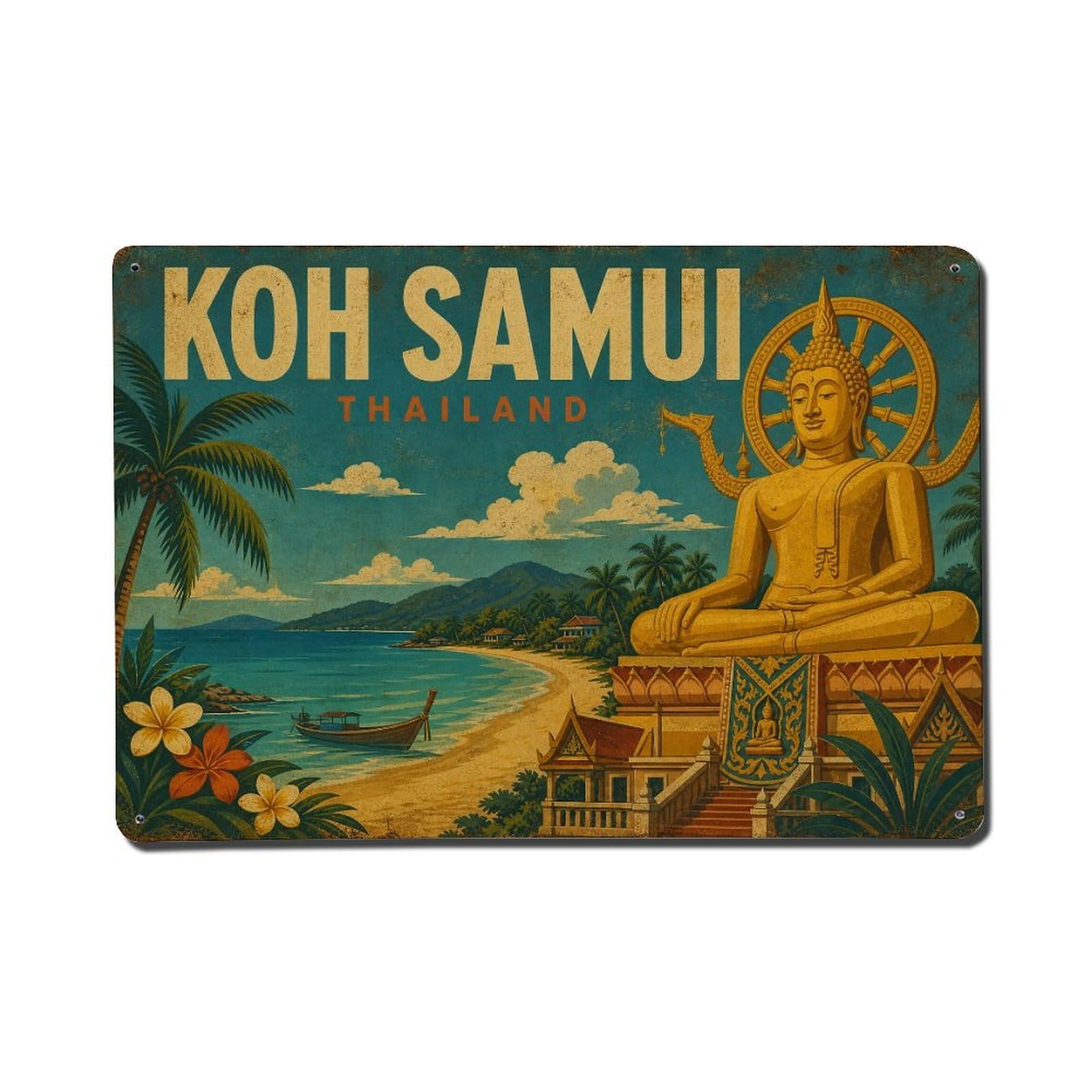 Metal Tin Sign Retro Travel Thailand Koh Samui