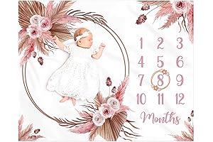 Floral Boho Personalized Baby Monthly Milestone Blanket