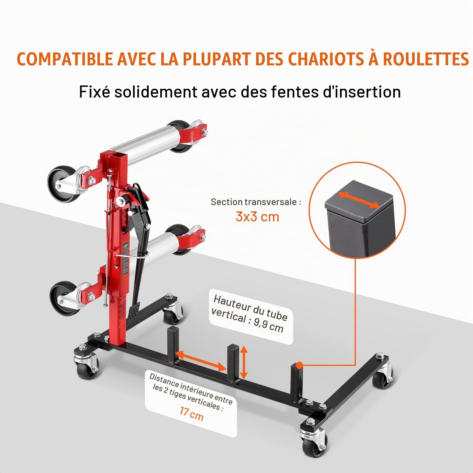 VEVOR Support pour Chariot de Manutention de Voiture Universel, Organisateur de Chariot Déplace Voiture avec Roues Rotatives à 360 °, Support de Rangement pour Chandelles, Capacité 4 Chariots