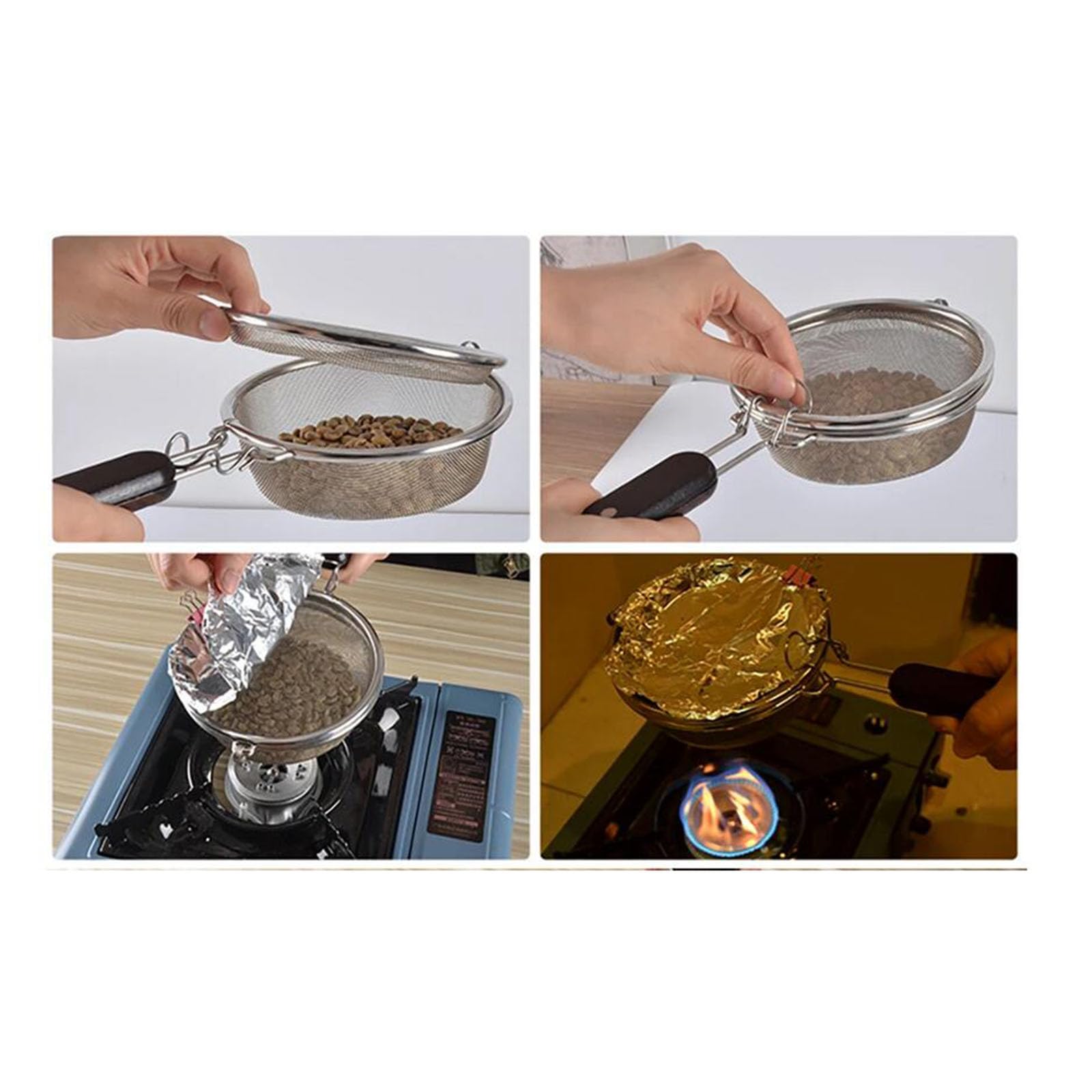 perfk Tostatrice per chicchi di caffè, torrefazione per chicchi di caffè, tostatrice per chicchi di caffè riutilizzabili in acciaio inossidabile per la casa