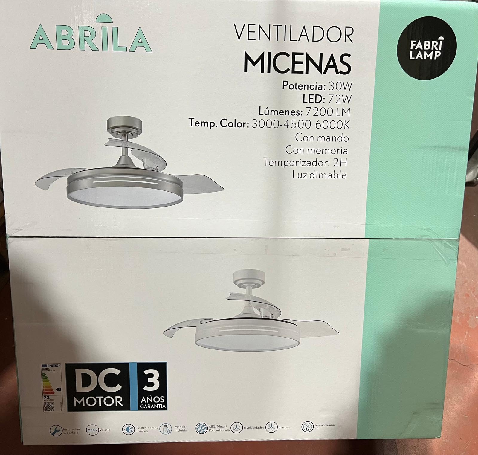 FABRILAMP AKUNADECOR Ventilador Dc Modelo Micenas L Dorado Con Led 59 W