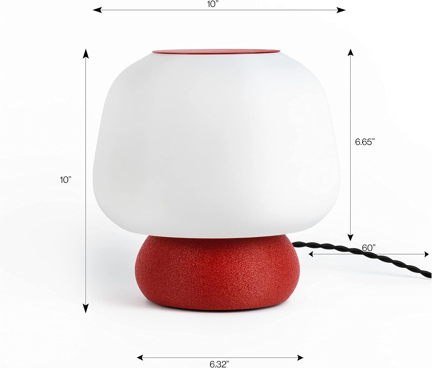 JONATHAN Y 10" White Modern 3D Printed Mushroom Table Lamp, Dimmable LED Bedside Lamp with Plant-Based Filament, Minimalist Nightstand Desk Lamp for Bedroom, Living Room, Office (USA1004D)