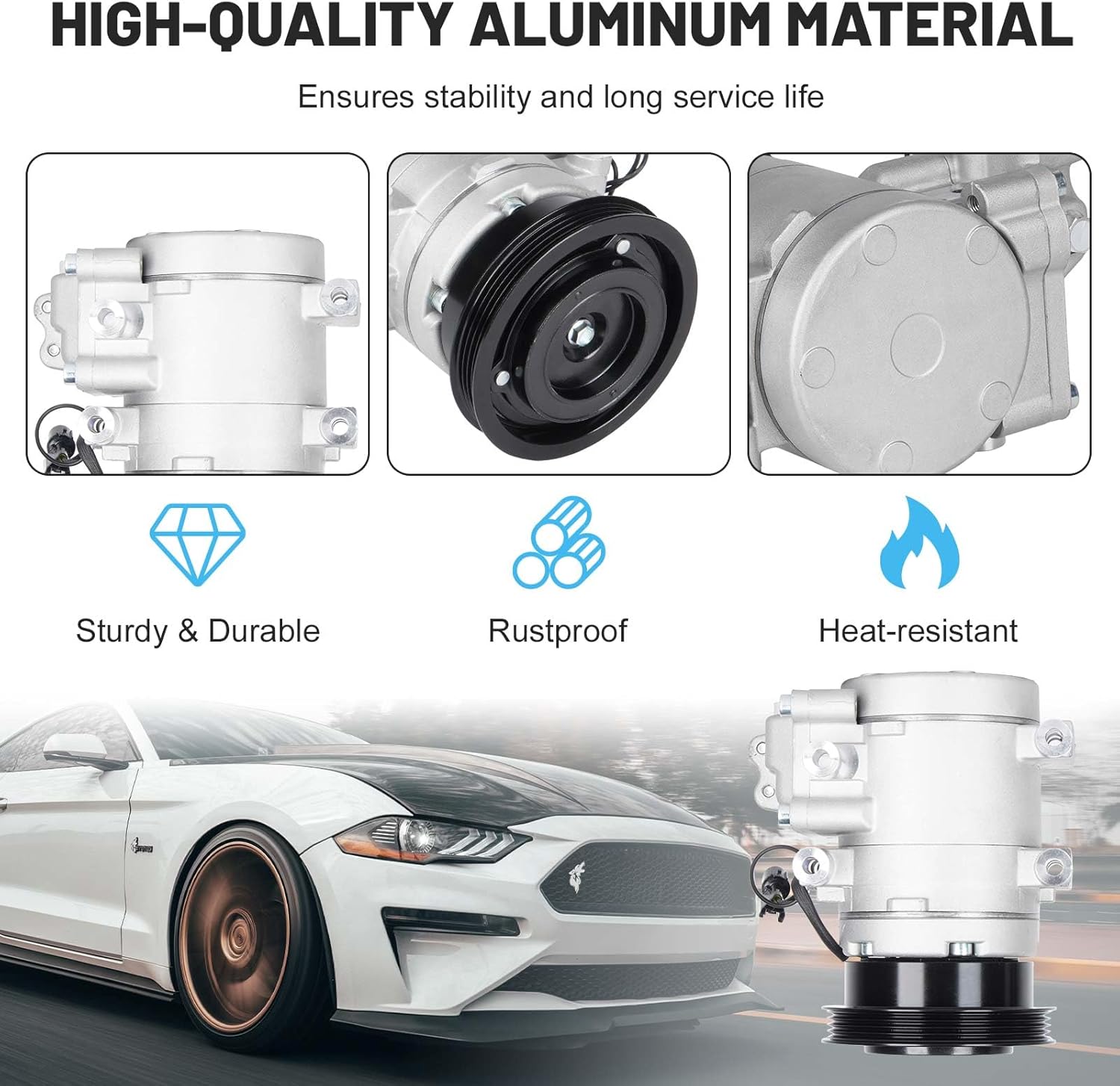 New AC Air Condition Compressor with Clutch for 2001-2006 Hyundai Elantra 2.0L, for 2003-2008 Hyundai Tiburon 2.0L, for 2005-2009 Hyundai Tucson 2.0L 2.0