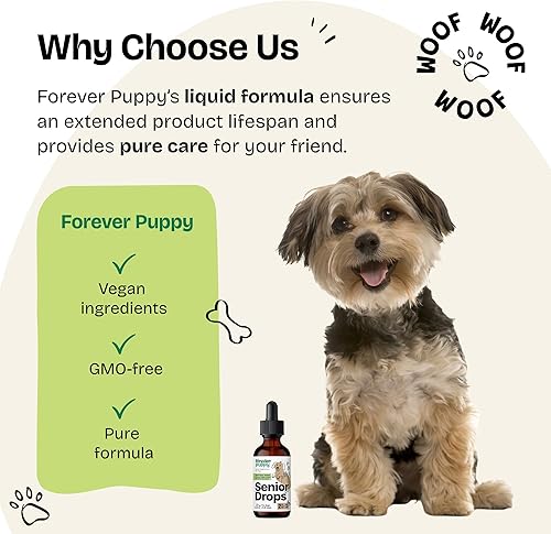 Miniatura 6 de Forever Puppy Senior Dogs Drops - Complejo de apoyo inmunológico y cerebral para perros ancianos de todas las razas y tamaños, vitaminas y