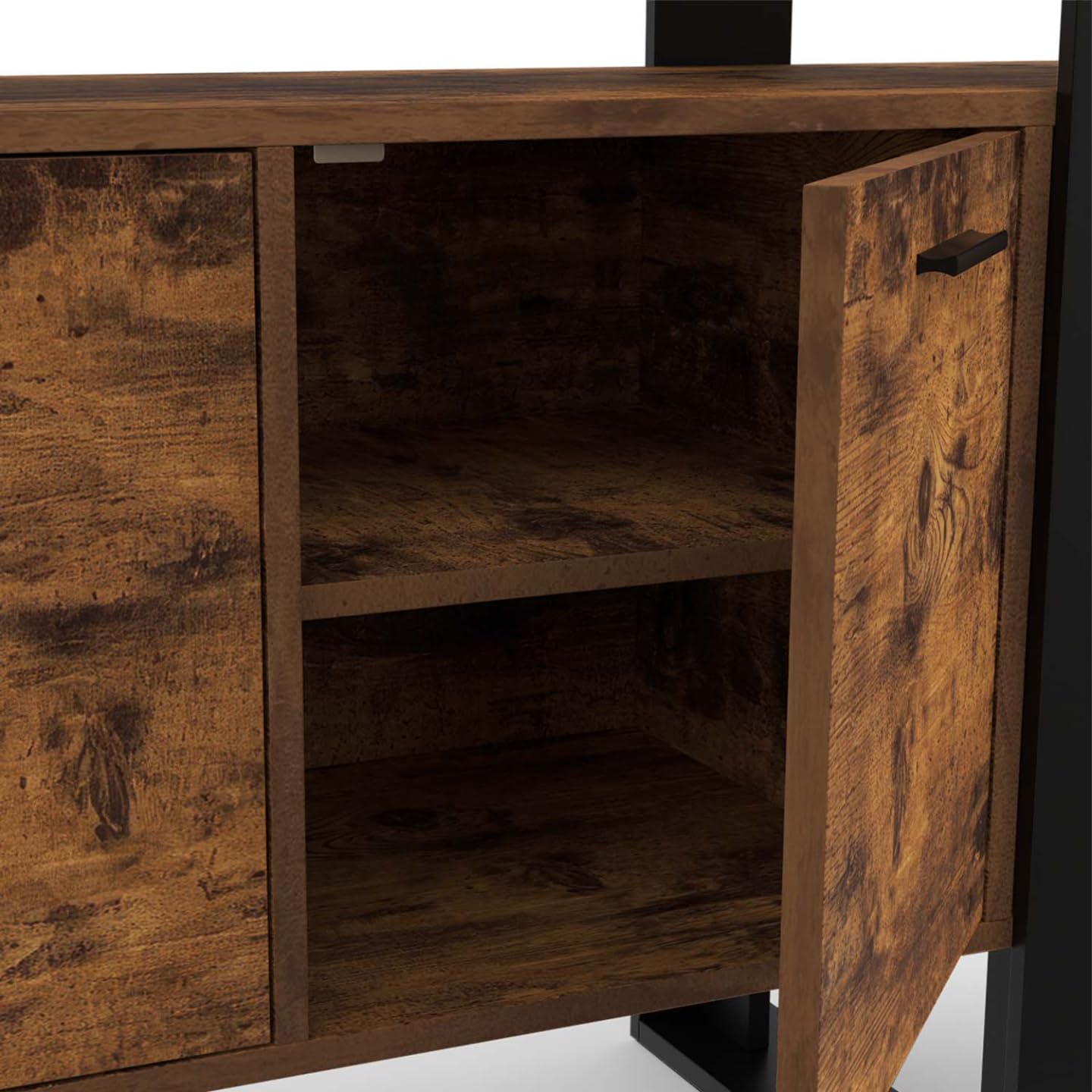 IDMarket Phoenix XXL - Aparador (160 cm, 4 puertas, efecto madera antigua y negro