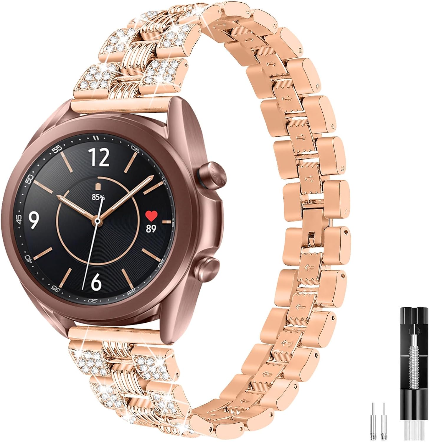FitTurn Jewelry Bling Bands Compatible with Amazfit Cheetah 2 Pro/Active 3 Premium/Active 2 Square/1/GTS 4 4mini/GTS 3/GTS 2/GTS 2e/GTS 2 mini/GTR 42mm/Bip 3 pro/Bip 3, Diamond Rhinestone Bracelet Metal Strap Replacement Accessories