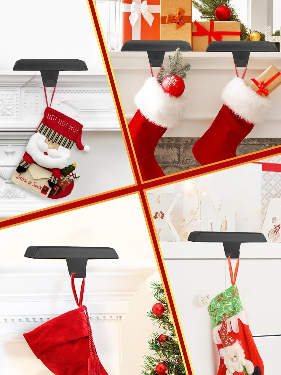 Crochet Chaussette Noel Palonu Lot De 4 Crochets De Suspension En Métal Pour Chaussettes Accroche Chaussette Noel