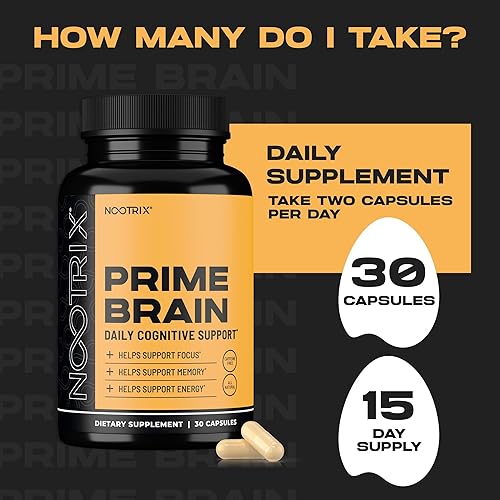 Miniatura 6 de Suplemento nootrópico Prime Brain  Apoya la memoria, el enfoque mental, la salud cognitiva y la energía  Promueve el estado de ánimo saludable y la