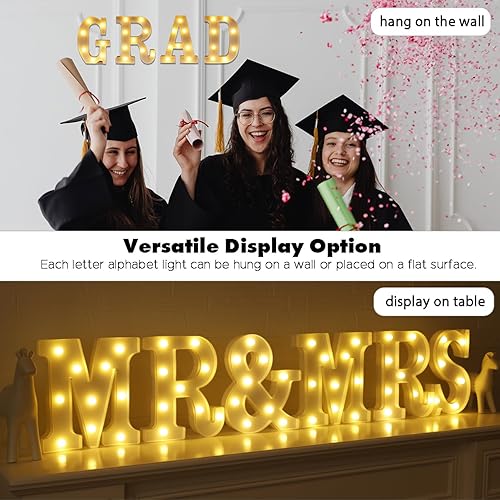 Miniatura 7 de Letras pequeñas de marquesina LED, letras iluminadas, letras LED de 8.58 pulgadas, letrero iluminado a pilas para mesa, fiesta, cumpleaños,