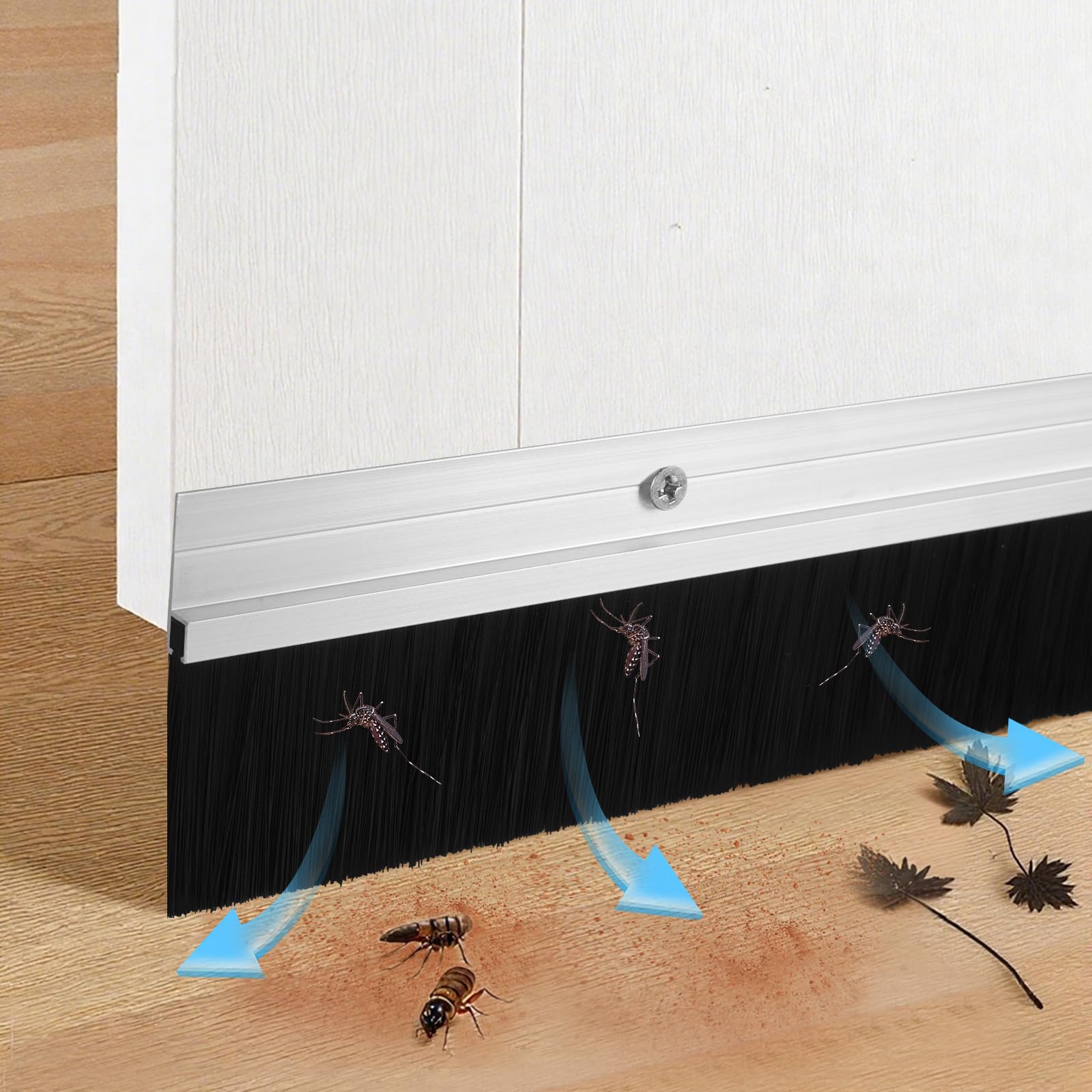 Retsun 2本セット 高耐久ドアブラシ 53mm×880mm ドア下隙間・シャッター隙間対応 ドア開閉を妨げない 段差対応 アルミフレーム ネジ固定 防虫 防塵 防風 防寒 断熱 遮光 隙間風対策 冷暖房効率アップ 省エネ（3cm, 2）