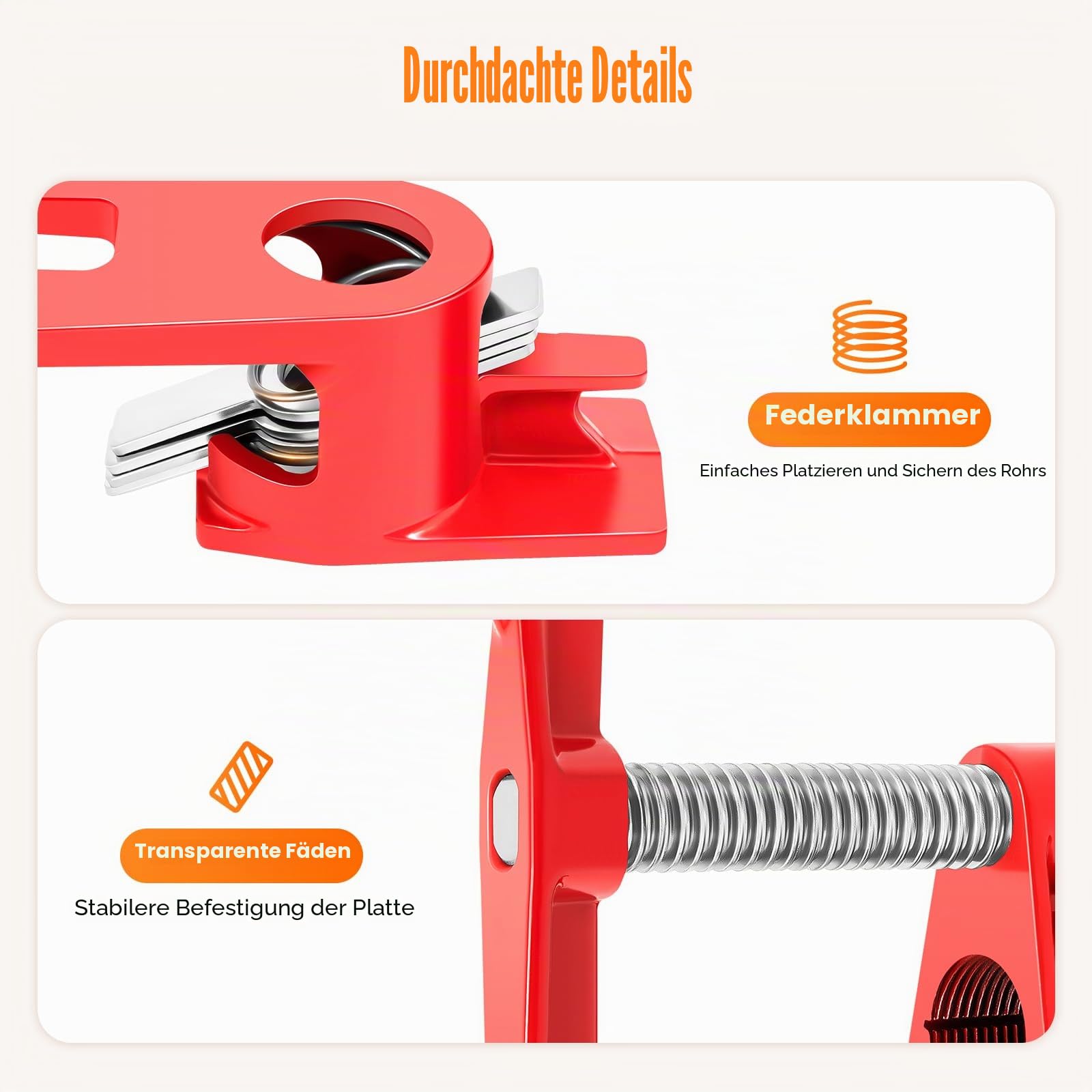 4 Pcs Rohr-Schraubzwinge, 3/4 Zoll Metallklammer Rohrklemmen Rohrzwingen Holzklammer Korpuszwinge DIY Handwerkzeug Kit für Holzbearbeitung, Schlauch, Rohr, Kabel