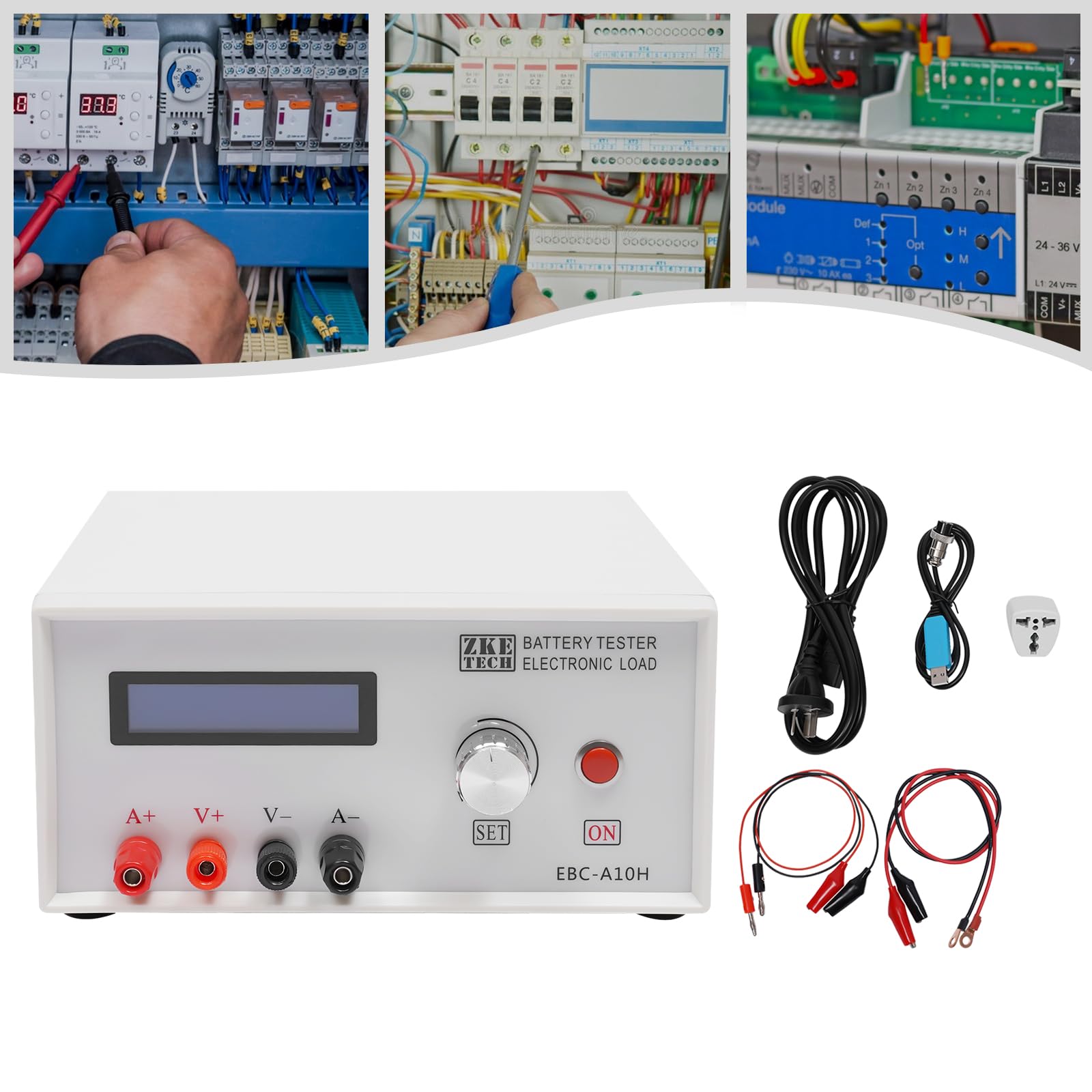 Tester elettronico per batteria, 150 W, tester per batteria, con funzione di ricarica e scarica, 10 A, tester di capacità e prestazioni per batterie al litio e al piombo, con display LCD e clip di