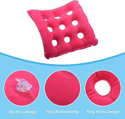 Miniatura 4 de PATIKIL Cojín de asiento inflable, cojín portátil para silla y respaldo para sillas de ruedas, sillas de oficina, reclinables, color rosa