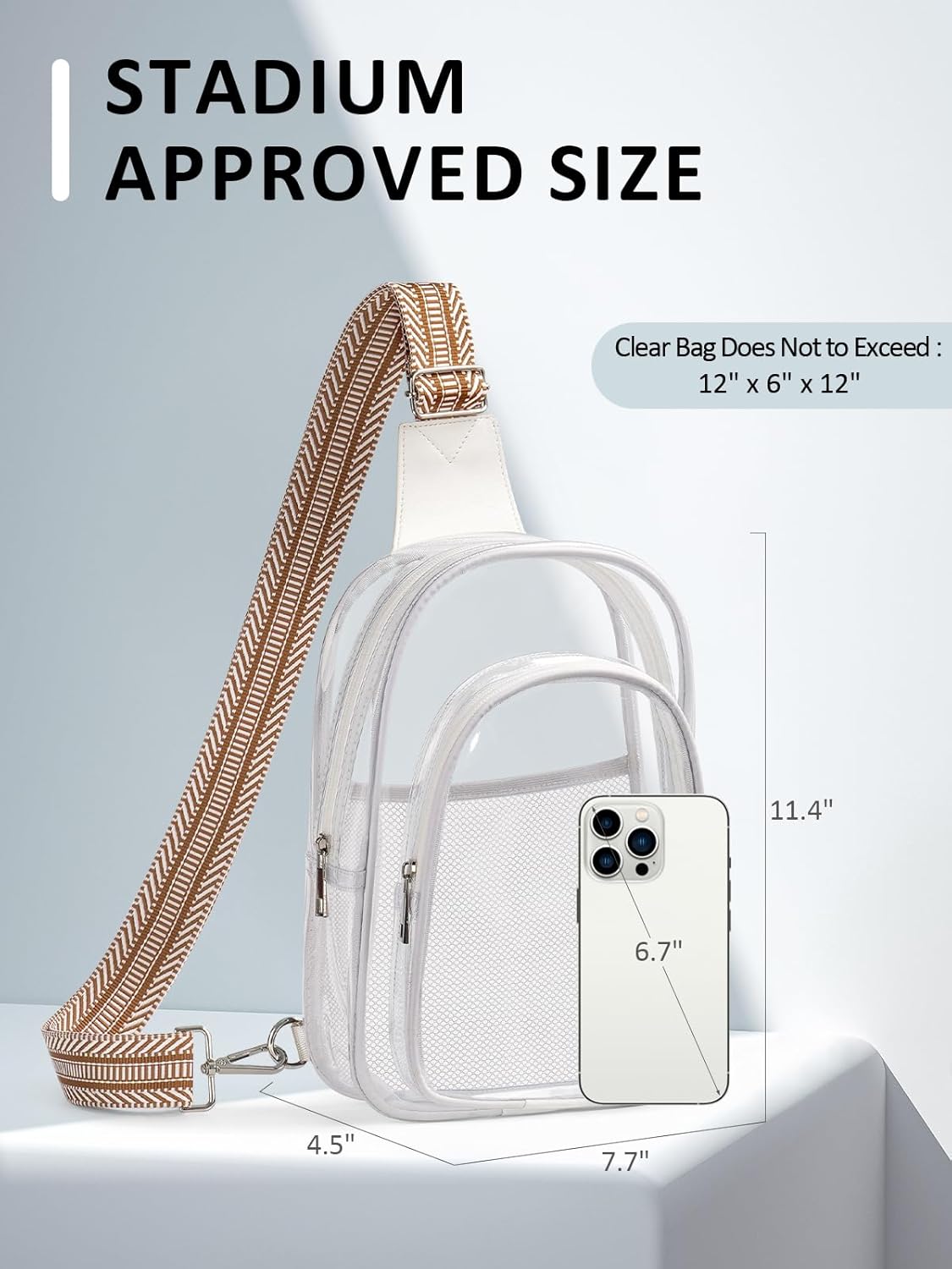 3 Pockets Clear Bag for Stadium Events Large Clear Sling Crossbody Backpack Fanny Pack Concert Purses for Women Men - Image 3