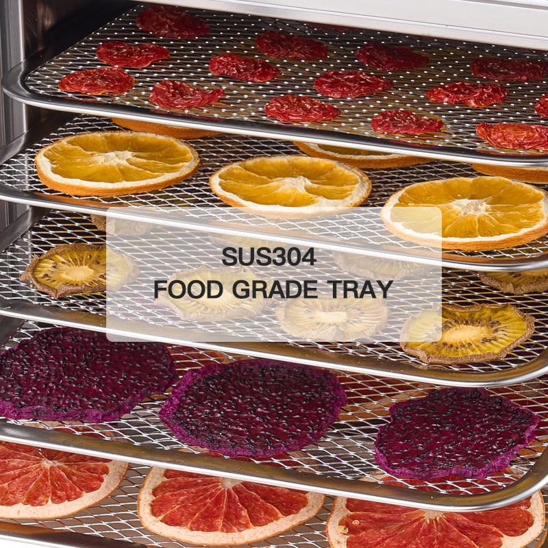Image of Food Dehydrator with 16 Stainless Steel Trays, 1000W, Digital Touch Panel with Preset Menu, 30-85C Temperature Control, 0-24 Hour Timer