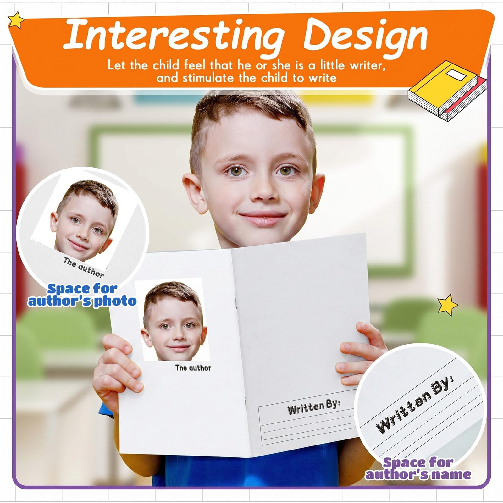 Henoyso 24 quaderni per composizione primaria K-2 da 14 x 21,3 cm, taccuino per forniture per bambini, libro di scrittura vuoto per bambini, diario da 60 pagine (bianco)