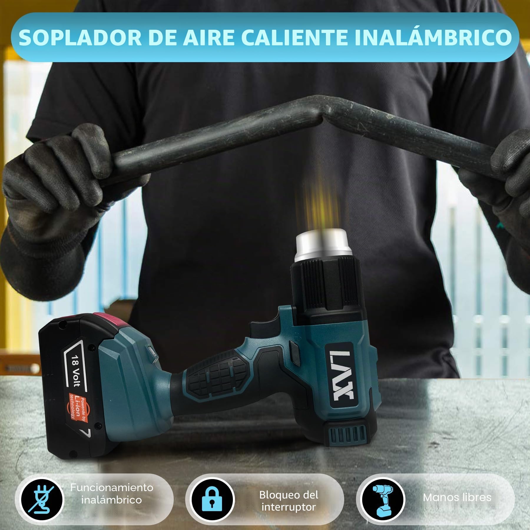 Soplador de aire caliente para el sistema de batería Bosch Professional 18V, pistola de aire caliente de soldadura de calentamiento rápido de 1022 ℉ con pantalla LCD digital para conectores de alambre
