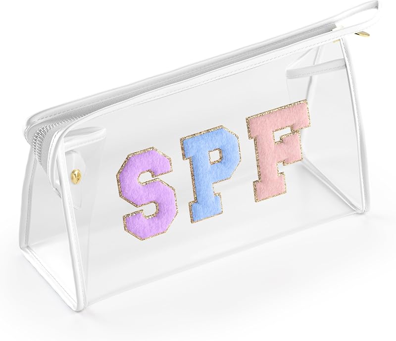 Necessaire transparente Embla com zíper, vinil, SPF-White, 20,07 x 7,87 x 12,95 cm