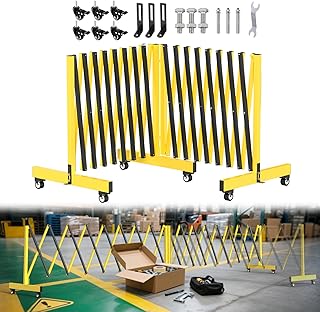 23 FT Industrial Expandable Barricade, 270° Folding Security Gate with Wheels, Retractable Driveway Gate,