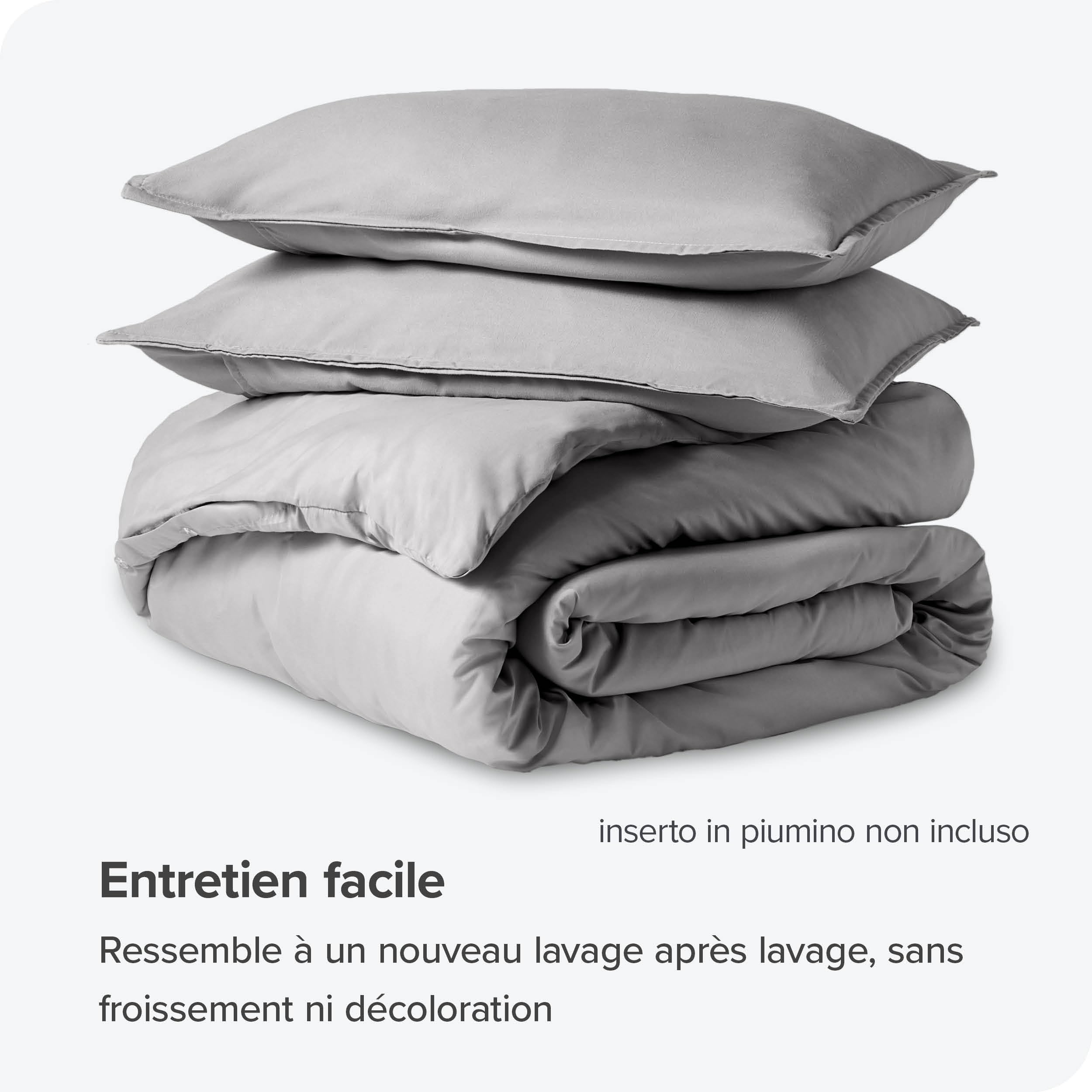 Bare Home Set Copripiumino 220 x 200 cm - Copripiumino in Microfibra 220 x 200 e 2 Federe (220 x 200/80 x 80 x 2, Grigio chiaro)