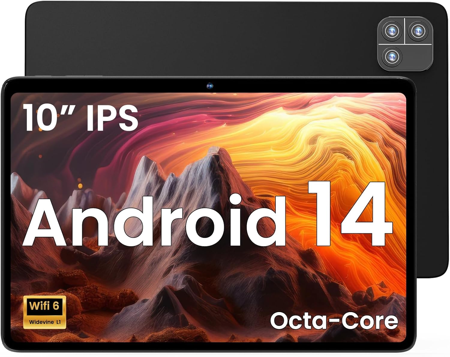 Android Tablet, 10.1 inch Android 14 Tablet, Octa-core Processor, RAM 12GB, ROM 128GB (Up to 2 TB), 800 x 1280 Resolution, WiFi 6 & Bluetooth 5.4, Dual Cameras, 6000mAh Battery