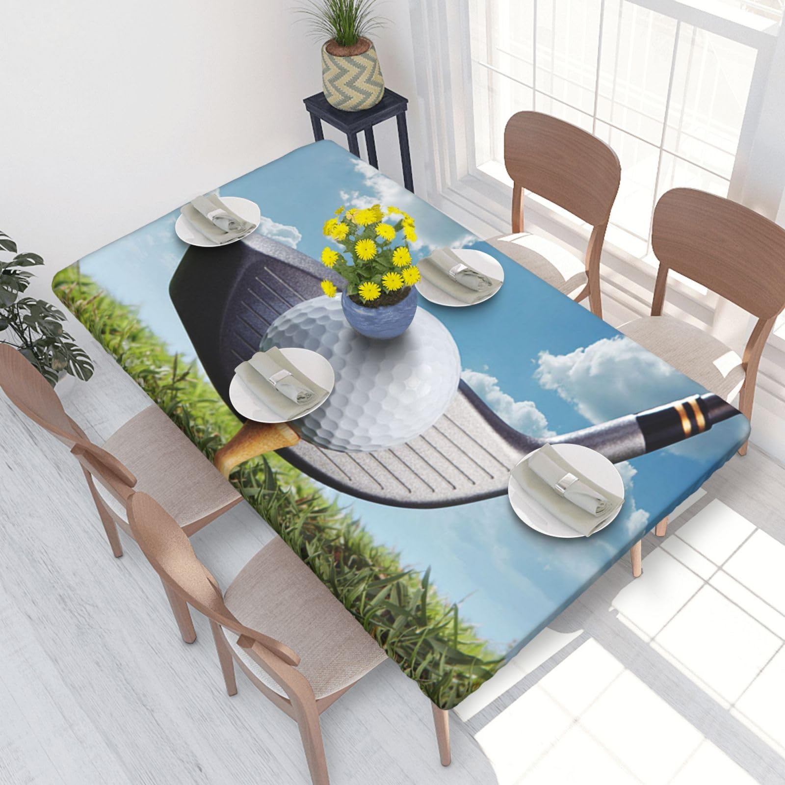 BNVSADC Golf Club Printed 4FT Tablecloth 122x76 CM Polyester Kitchen Water Resistant Table Cloth Dining Table Decoration Table Covers