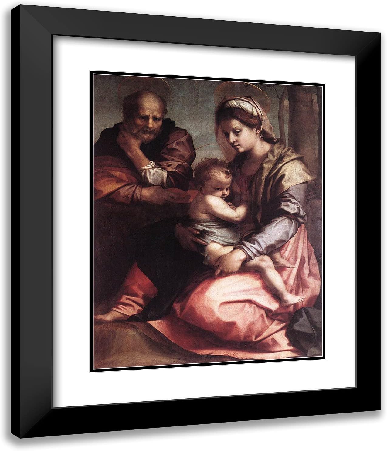 ArtDirect Del Sarto, Andrea 20x24 Black Ornate Framed Art Print with Double Matting Titled: Holy Family (Barberini)