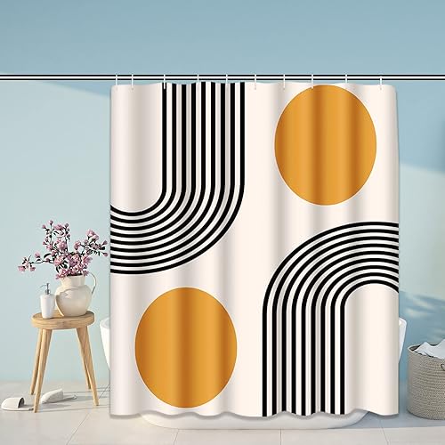 Miniatura 2 de ArtSocket Juego de 4 cortinas de ducha con alfombras, juego de baño de estilo bohemio con alfombra antideslizante, cubierta para tapa de inodoro,