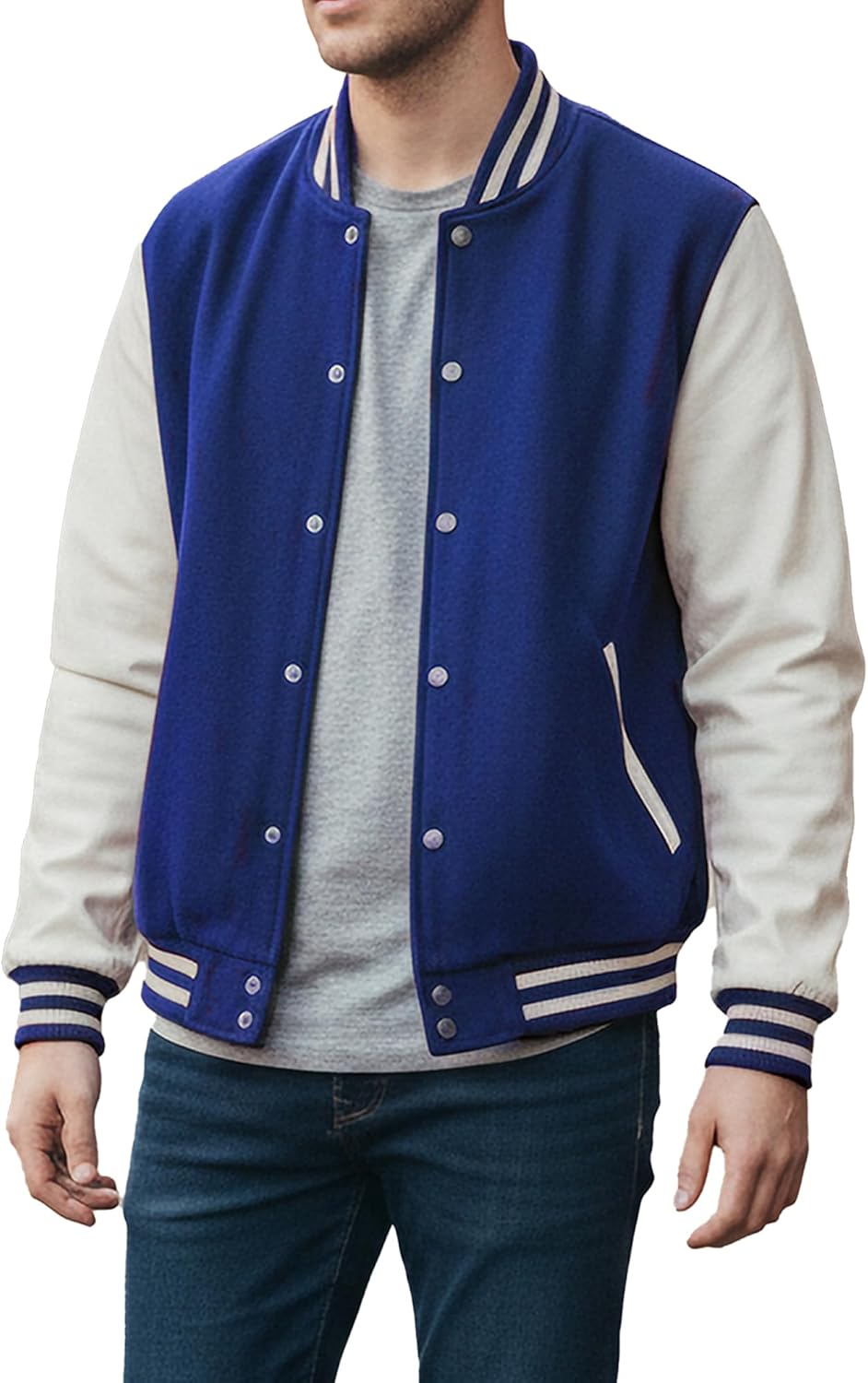 Varsity Jacket Men - High School Letterman Bomber Style Fleece Baseball Jackets For Mens