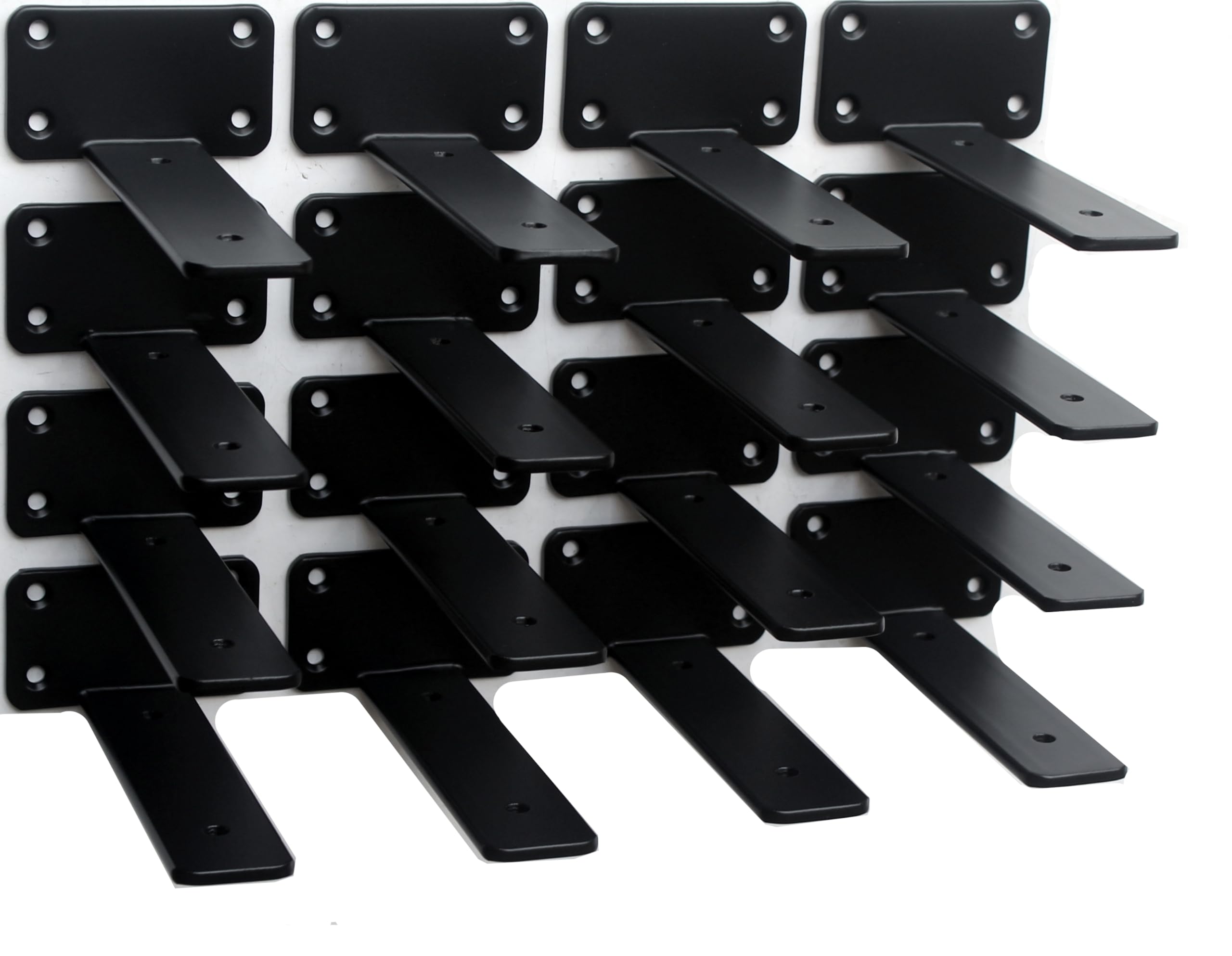 20 Pack - 6 inch Black Hidden L Shelf Bracket (1/5 Inch Thicked) Iron Floating Shelf Brackets Rustic Industrial Metal Brackets for Shelf Support