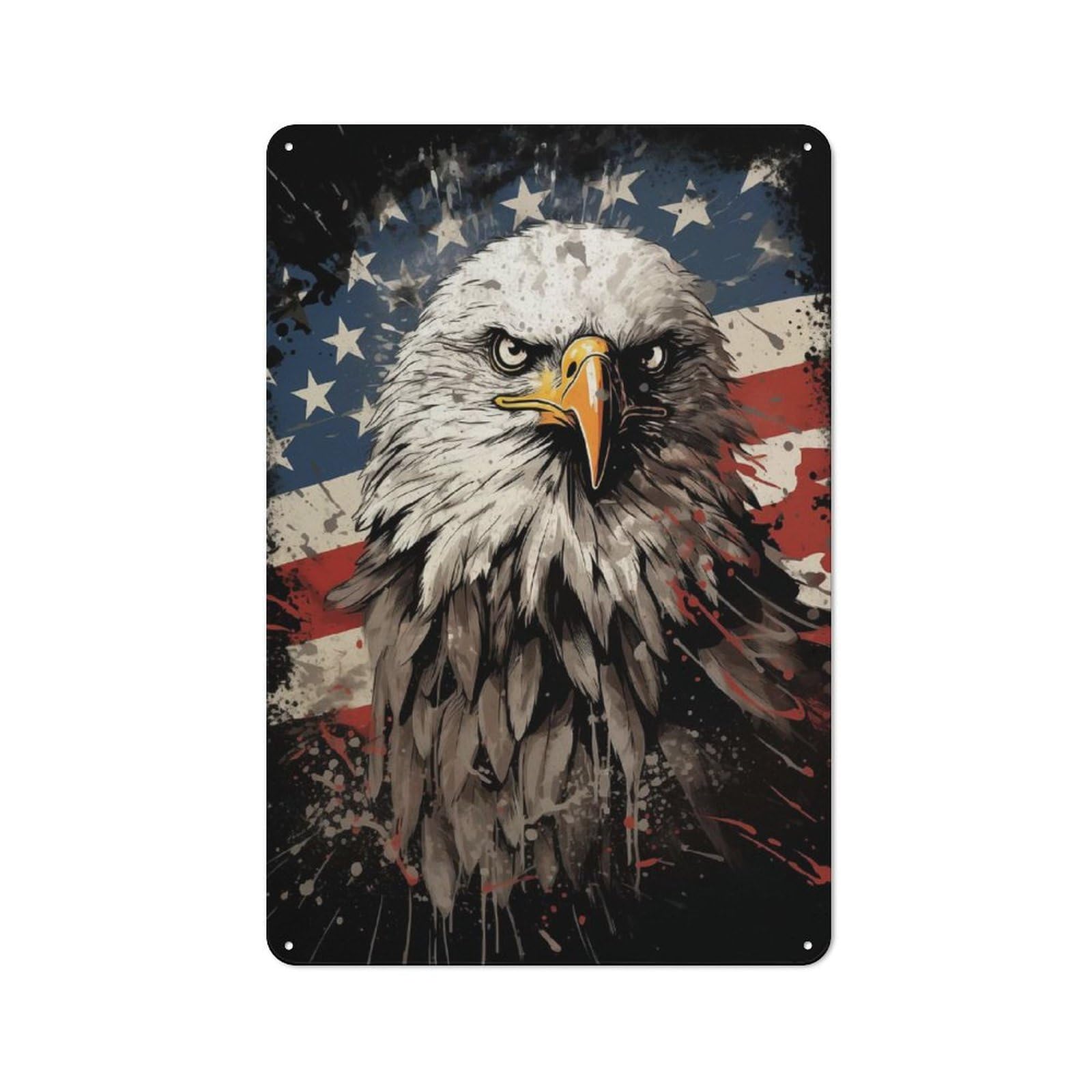 Eagle American Flag Decorative Metal Plaque 30x20cm, Garage Style Shed Wall Plaque for Workshop, Basement, Shed Or Games Room