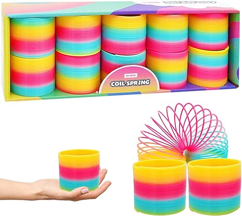 Miniatura 6 de The Dreidel Company Muelle helicoidal multicolor de plástico, rellenos de bolsas de golosinas, recuerdo de fiesta para niños, 3 pulgadas (3.150 in)