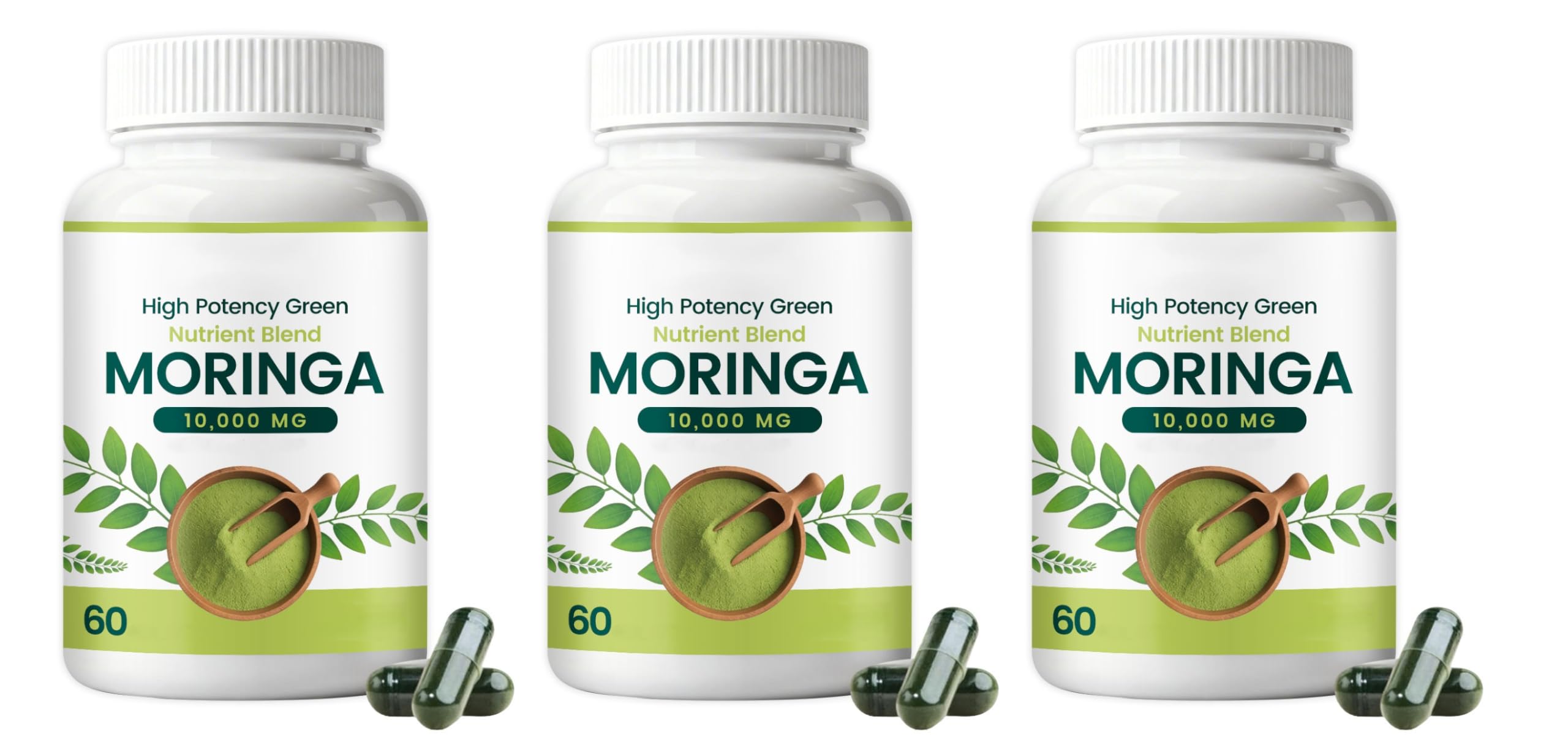 Extracto de hoja de Moringa 1000 mg - Verde puro orgánico (60 unidades)
