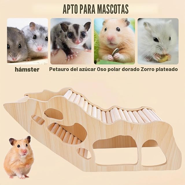 Foto 5 de 6 de WANDGU Escalera de escalada para hámster: casa de hámster de madera para hámster escondite accesorios…